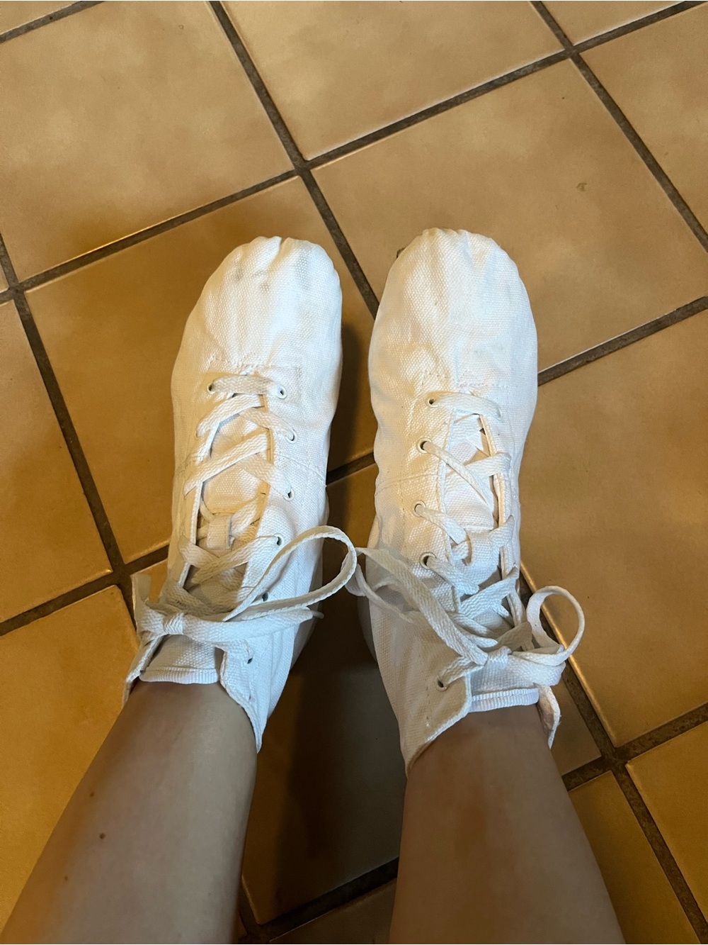 White Canvas Lace-Up Women's High-Top jazz shoes